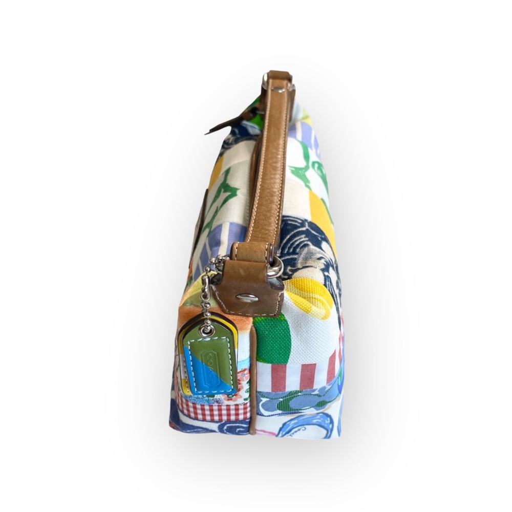 Coach 𑁍 Patchwork Mini Bag Leather Top Handle 𑁍 Spring Multi Color Mixed Print - Picture 3 of 16